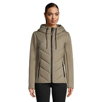 Chevron-Quilted & Scuba Hooded Jacket