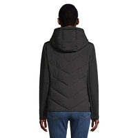 Chevron-Quilted & Scuba Hooded Jacket
