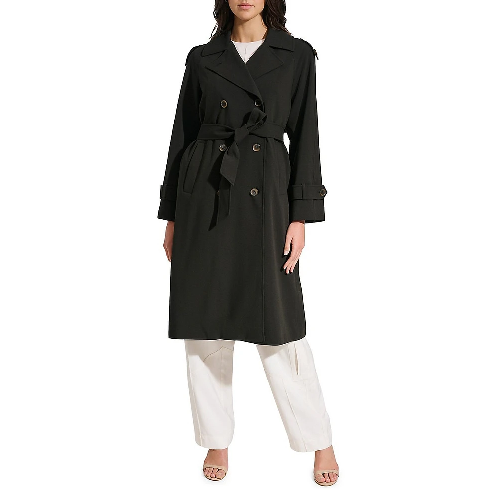 Double-Breased Crepe Trench Coat