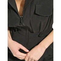 Short-Sleeve Front-Zip Jumpsuit