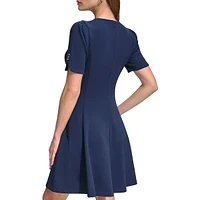 Tulip-Sleeve Fit-&-Flare Dress