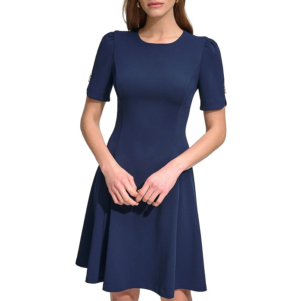 Tulip-Sleeve Fit-&-Flare Dress