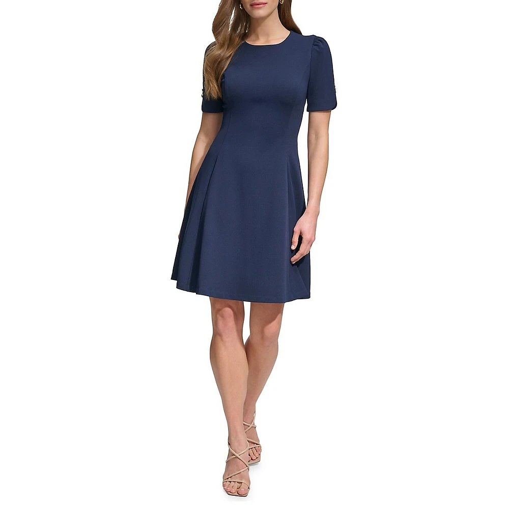 Tulip-Sleeve Fit-&-Flare Dress