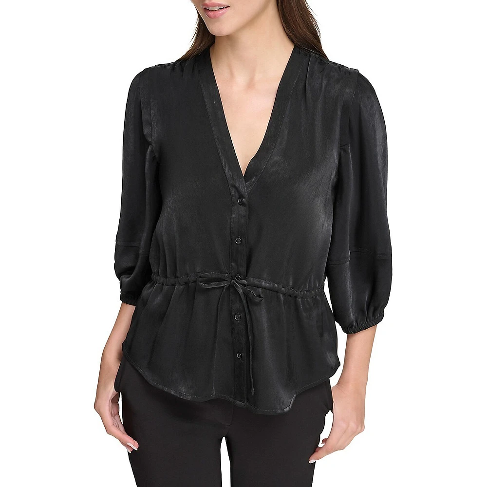 Satin Drawstring Blouse