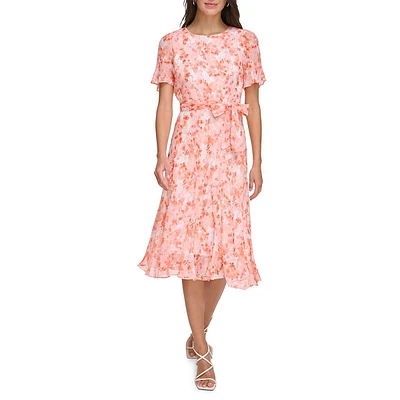 Tied Flutter Ruffle Midi Dress