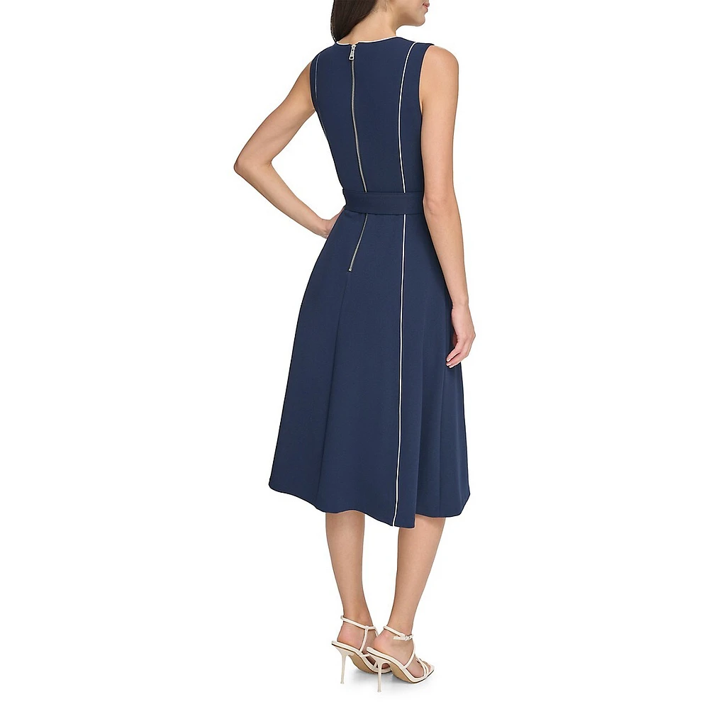 Tied Gored Sleeveless Midi Dress