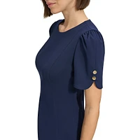 Ruched-Sleeve Short Shift Dress