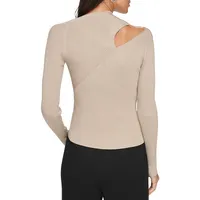 Shoulder-Cutout Ribbed Sweater