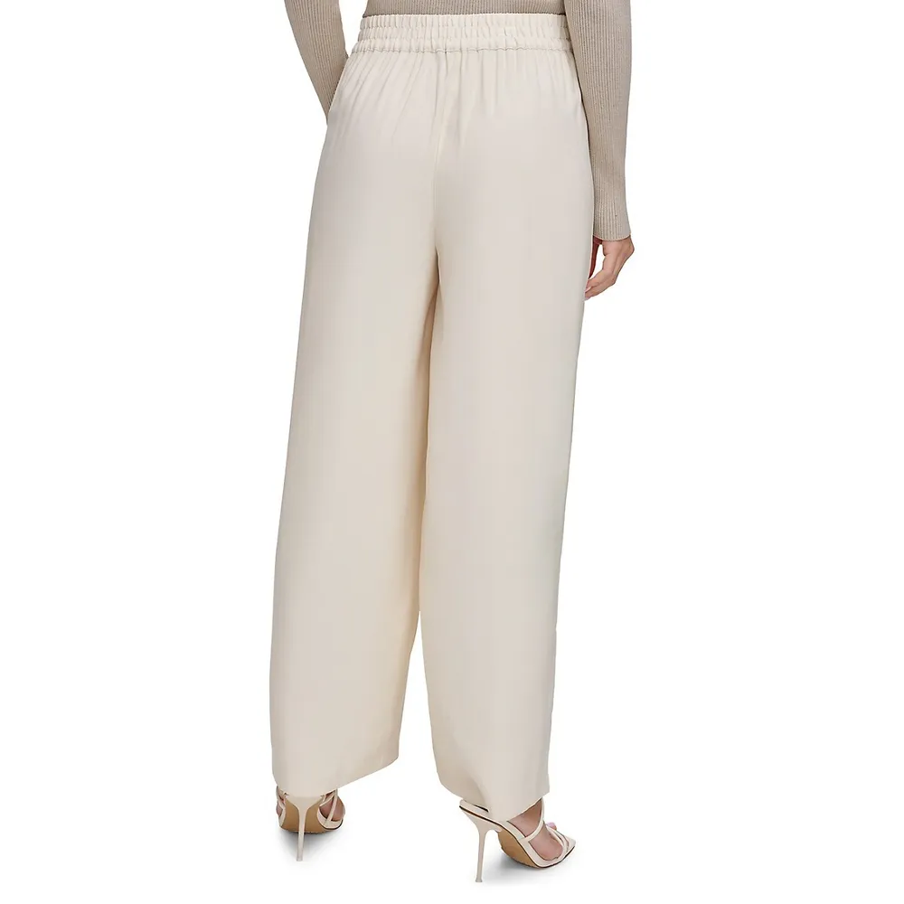 Wide-Leg Twill Trousers