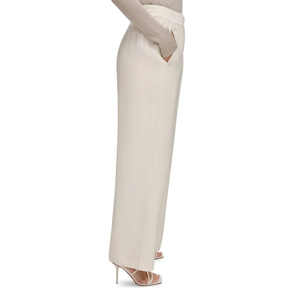 Wide-Leg Twill Trousers