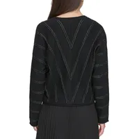 Chevron Pointelle-Stitched Sweater