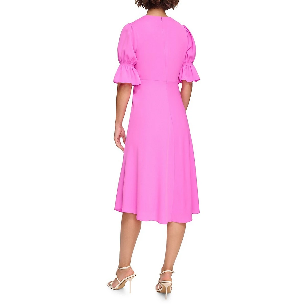 Short-Sleeve Empire-Waist Midi Dress