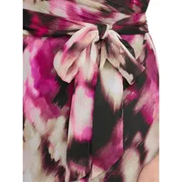 Flutter-Sleeve Faux Wrap Dress