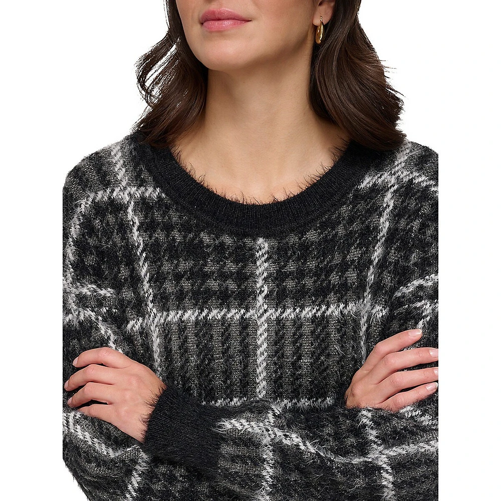 Box Plaid Pile Sweater