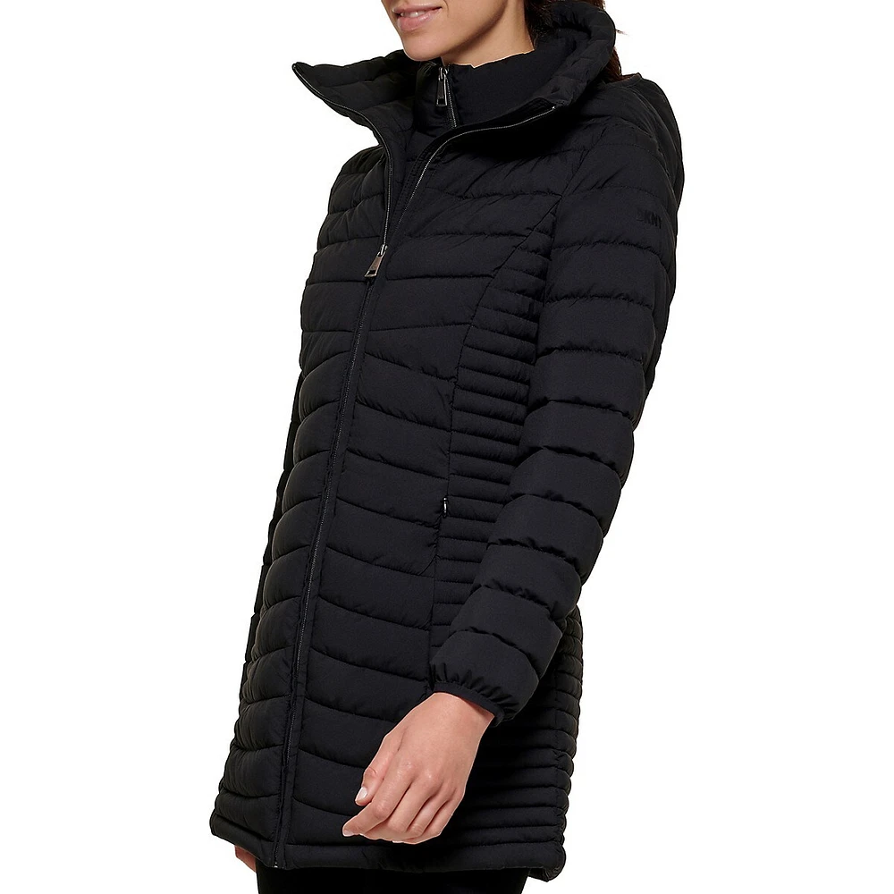 Hooded Quilted Longline Jacket