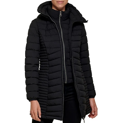 Hooded Quilted Longline Jacket