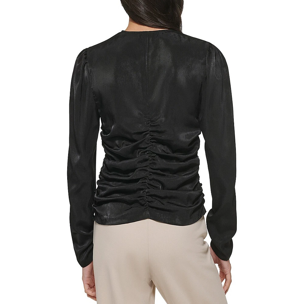 Blouse en satin avec fronces et glissière