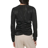 Blouse en satin avec fronces et glissière