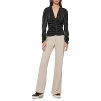 Blouse en satin avec fronces et glissière