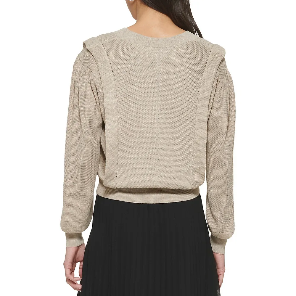 V-Neck Flange Sweater