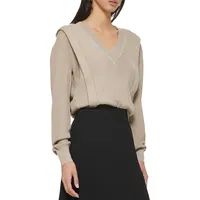V-Neck Flange Sweater