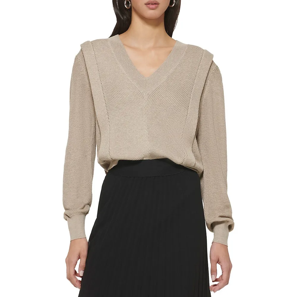 V-Neck Flange Sweater