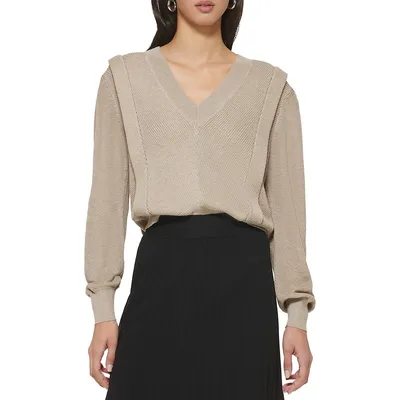 V-Neck Flange Sweater
