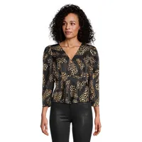 Print Satin Peplum Blouse