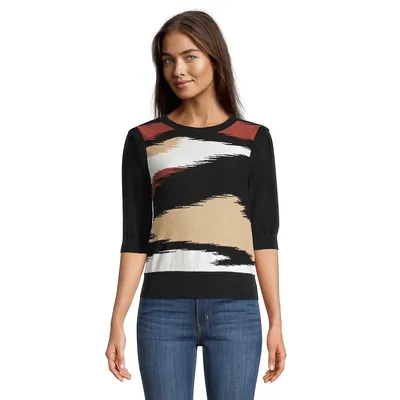 Colourblock Elbow-Sleeve Sweater