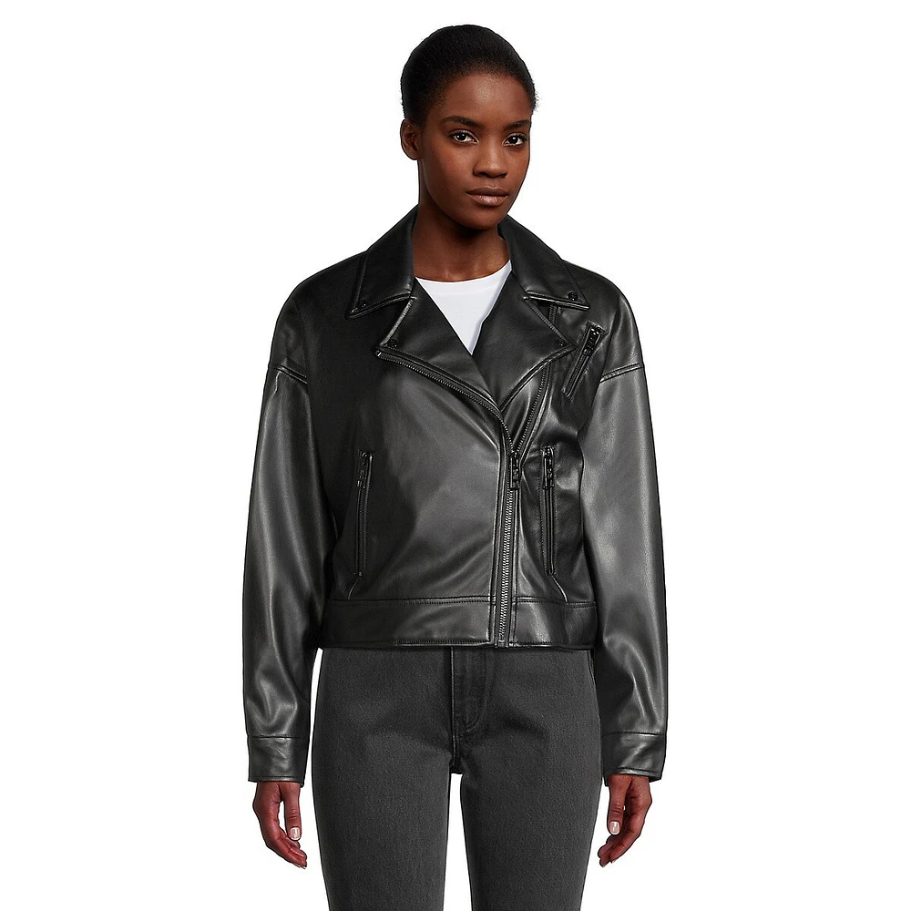 Faux Leather Moto Jacket