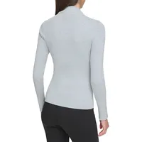 Mockneck Half-Zip Ribbed Sweater