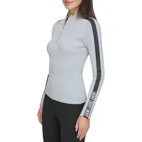 Mockneck Half-Zip Ribbed Sweater