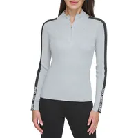 Mockneck Half-Zip Ribbed Sweater