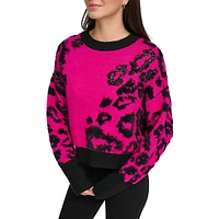Embellished Animal-Print Sweater