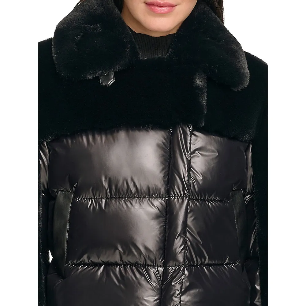 DKNY Sport Mixed-media Hooded Jacket