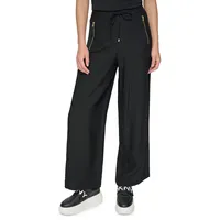 Drawstring Textured Wide-Leg Pants