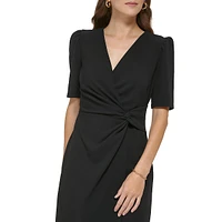 Surplice Side-Knot Sheath Dress