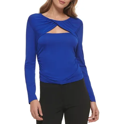 Cutout Front Long-Sleeve Top