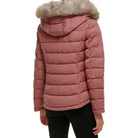 Faux Fur Hooded Short Puffer Coat