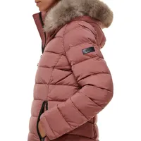 Faux Fur Hooded Short Puffer Coat