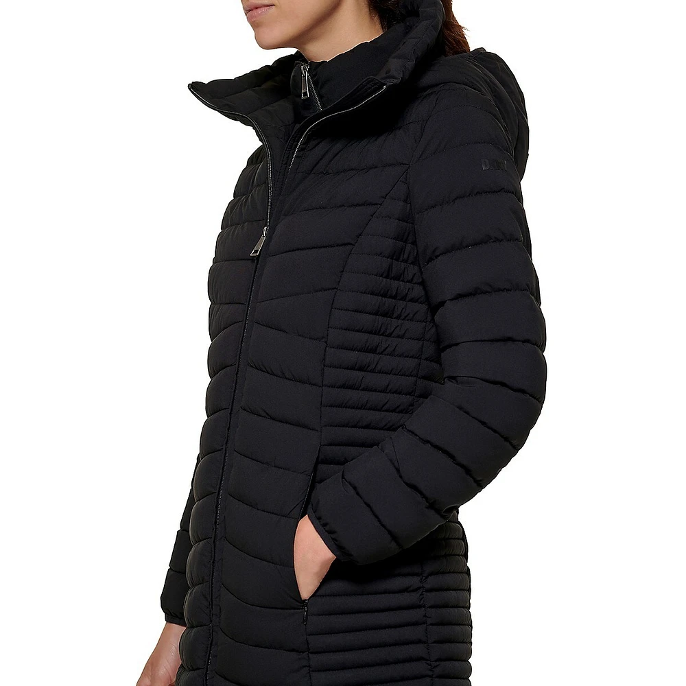 Hooded Quilted Longline Jacket