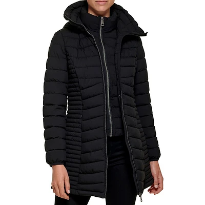 Hooded Quilted Longline Jacket