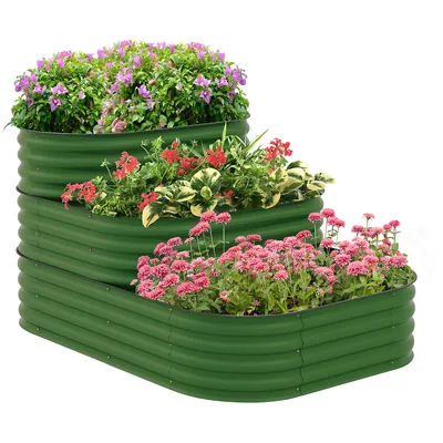 3 Tier Raised Garden Bed Planter Box For Flowers Green