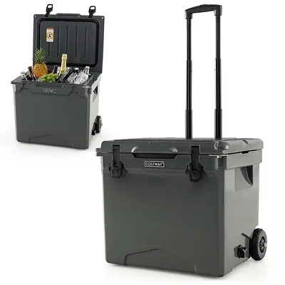 42 Qt Portable Cooler Roto Molded Ice Chest Insulated 5-7 Days With Wheels Handle