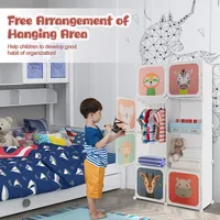 8-cube Kids Wardrobe Baby Dresser Bedroom Armoire Clothes Hanging Closet With Doors