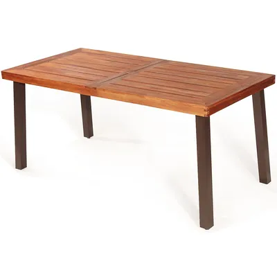 Rectangular Acacia Wood Dining Table Rustic Furniture Indoor &outdoor