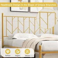Full Size Platform Bed Frame Heavy-duty Metal Bed Frame W/sturdy Metal Slat Support Gold