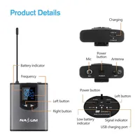 Wireless Lapel Microphone With Bodypack Transmitter, Headset Lavalier System For Podcast, Vlog, Interview, Teaching