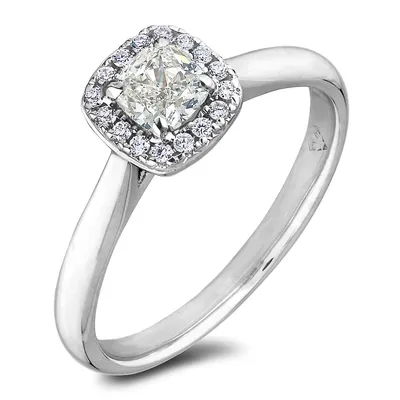 14k White Gold 0.68 Cttw Canadian Diamond Halo Engagement Ring