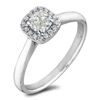 14k White Gold 0.68 Cttw Canadian Diamond Halo Engagement Ring